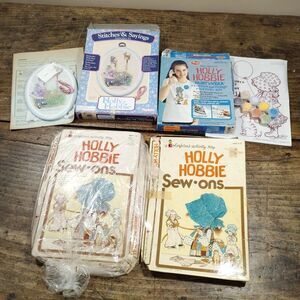 Vintage Holly Hobbie LOT Paint by Number Sew On Sewing Kits Embroidery Toy